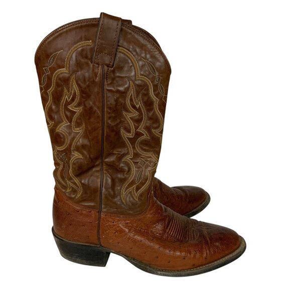 Tony Lama Mens Cognac Smooth Quill Ostrich Western Boots Size 11D Cowboy Boots - Picture 4 of 11